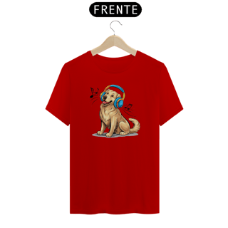 Nome do produto T-Shirt Classic Estampa de um Cao golden retriever Musica