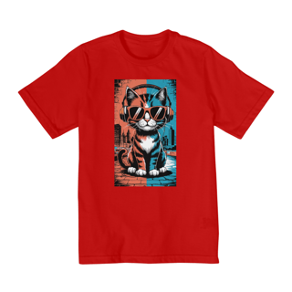 Nome do produto T-Shirt Quality Estampa Gato com Fone Music Arte Pop