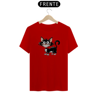 Nome do produto T-Shirt Quality Estampa de um gato Preto Sorridente