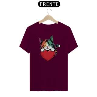 Nome do produto T-Shirt Classic Estampa de um Gato com Coracao
