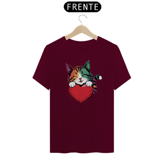 Nome do produto T-Shirt Quality Estampa de um Gato Coracao Namorados