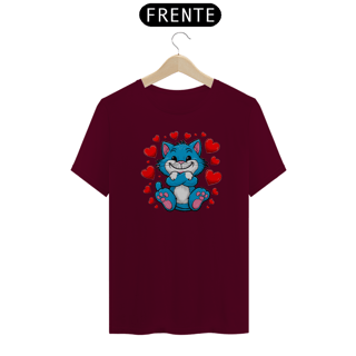 Nome do produto T-Shirt Quality Estampa  adorável  Gato Azul  corações 