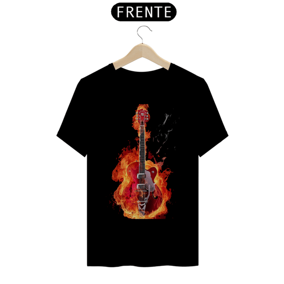 Camiseta Heavy Gift Guitar Fire Unissex