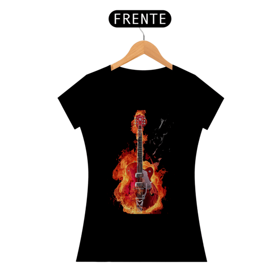 Camiseta Heavy Gift Guitar Fire Feminina