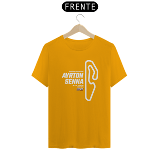 Nome do produto Camiseta Pistas - Ayton Senna - Estampa Branca