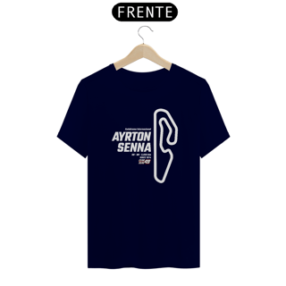 Nome do produto Camiseta Pistas - Ayton Senna - Estampa Branca