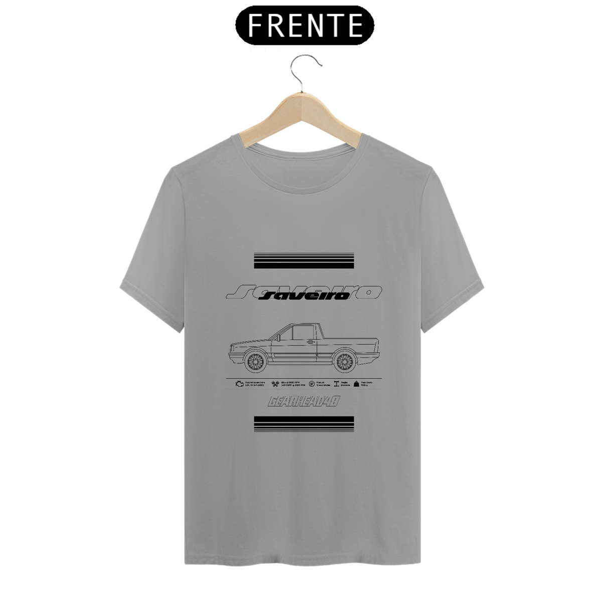 Nome do produto: Camiseta Saveiro Quadrada - Estampa Preta