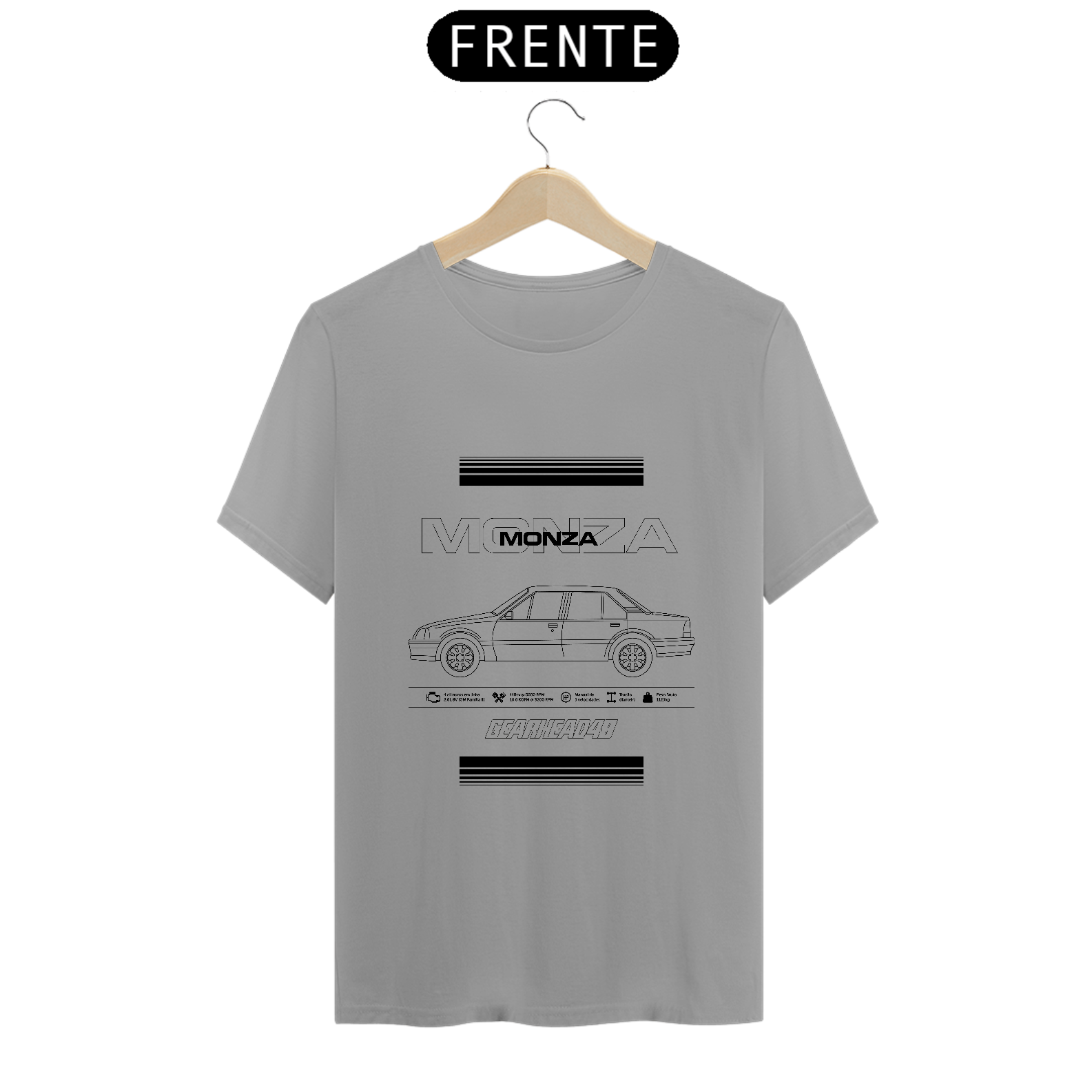 Camiseta Monza Tubarão - Estampa Preta