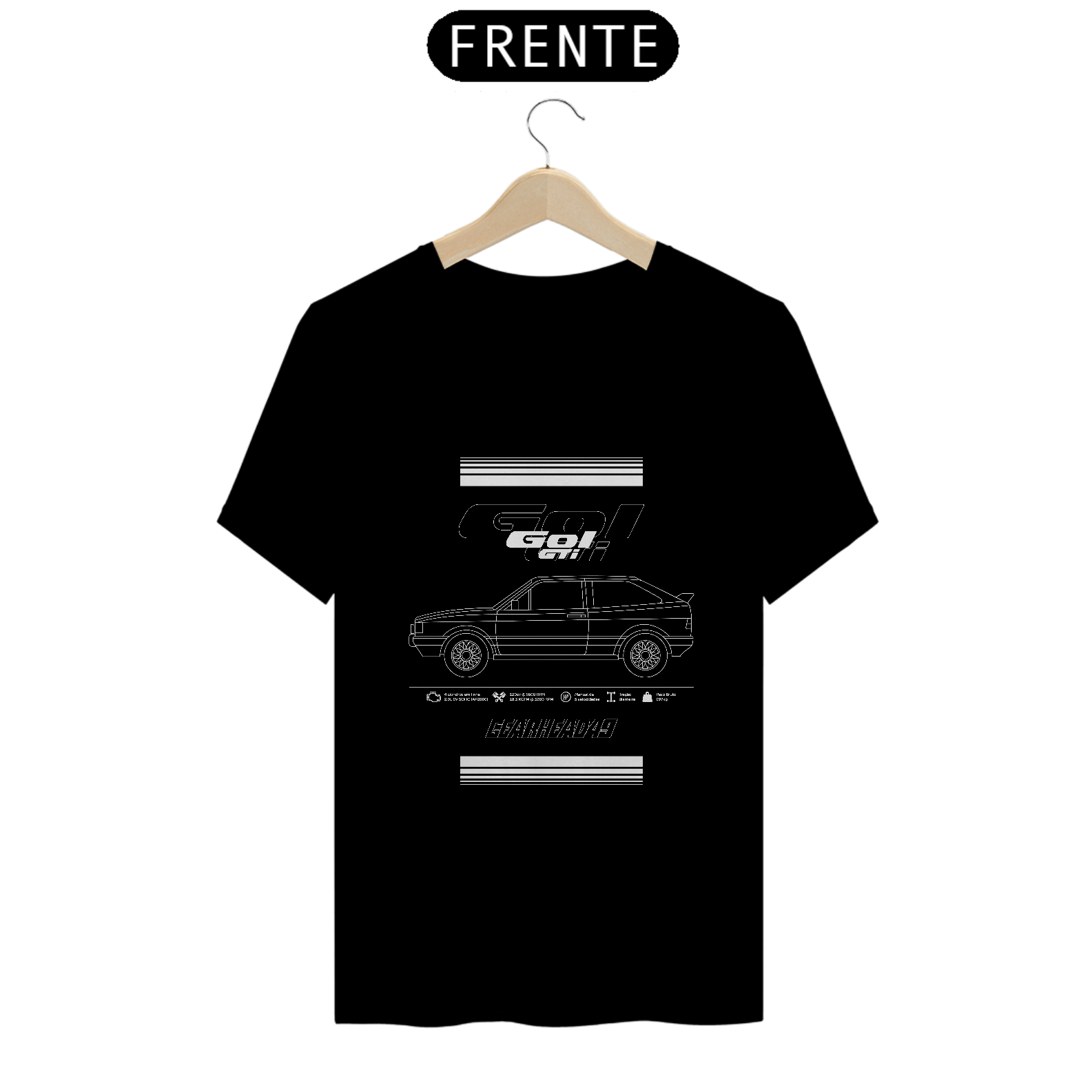 Camiseta Gol Quadrado GTI - Estampa Branca