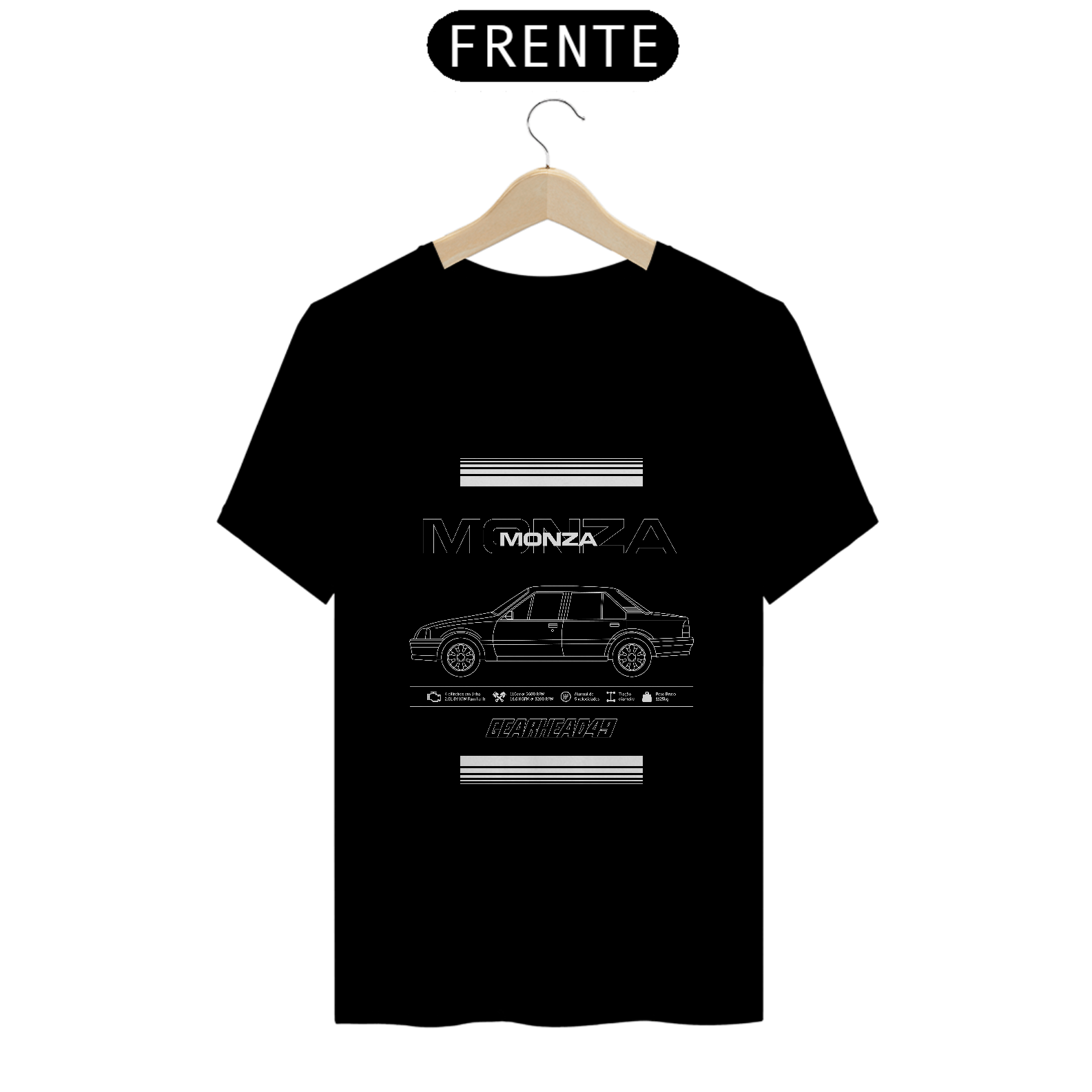 Camiseta Monza Tubarão - Estampa Branca