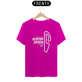 Nome do produto Camiseta Pistas - Ayton Senna - Estampa Branca