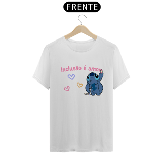 Nome do produto Camiseta Inclusão é amor Stitch