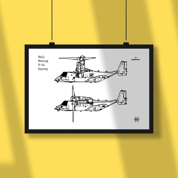 Poster Bell Boeing V-22 Osprey - Rotores Inclinados
