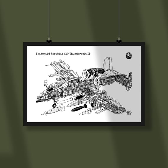 Poster Fairchild Republic A-10 Thunderbolt II - Blueprint