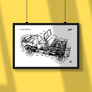 Poster Willys MB Jeep- Blueprint