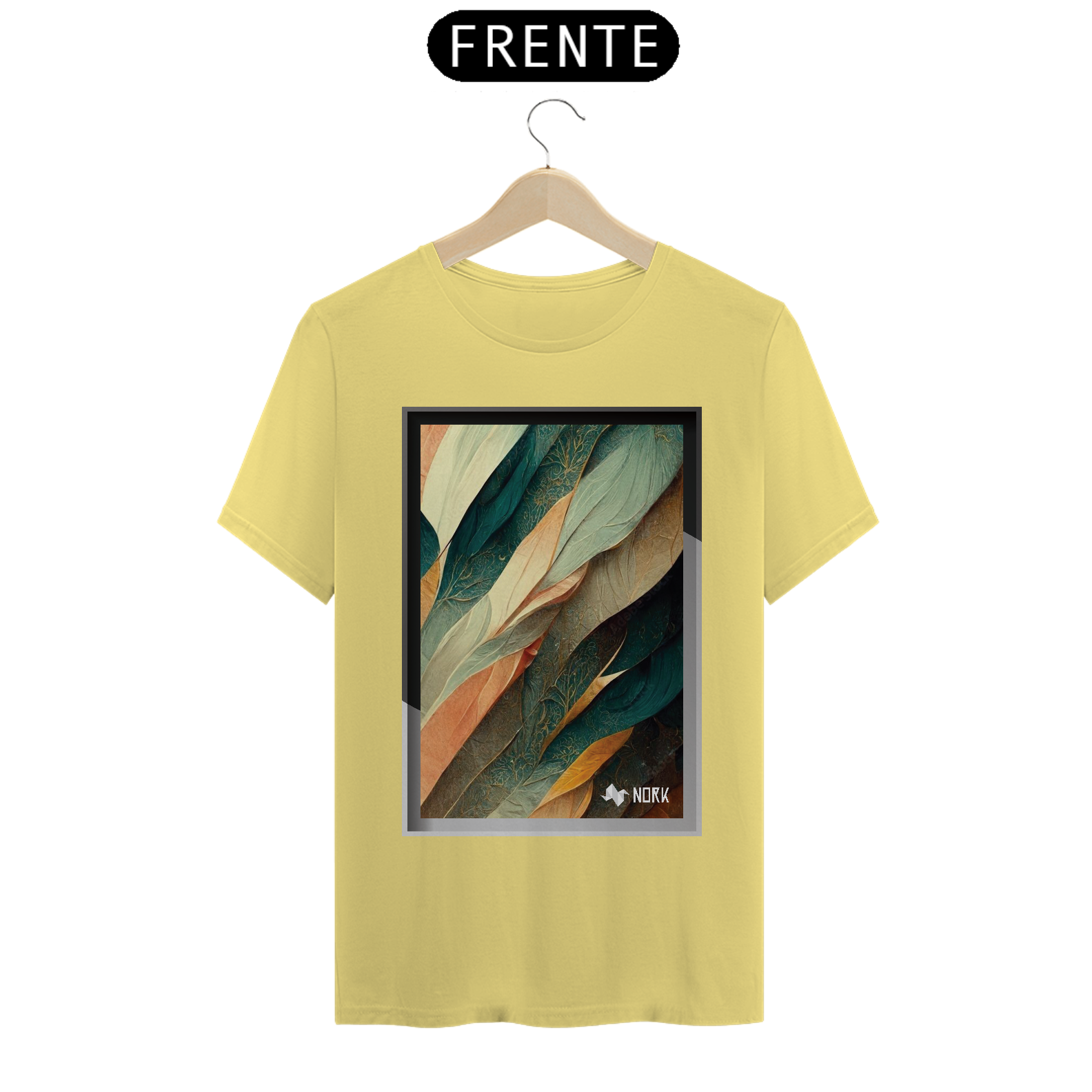 Camisa Nork Folhas Selva Dourada Estonada