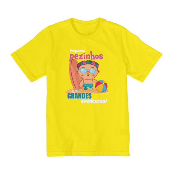 Camiseta Infantil Quality Pequenos Pezinhos Grandes Aventuras (2 a 8)