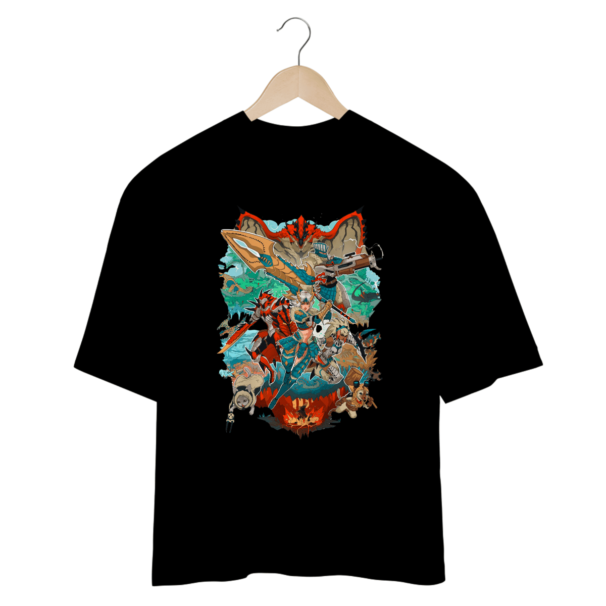 Nome do produto: Camiseta Oversized - A Caçada Começa - Monster Hunter