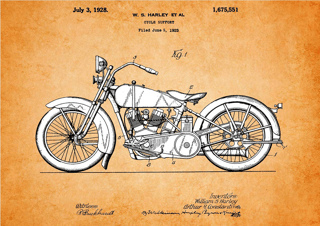 Poster Harley Cycle Support Patent