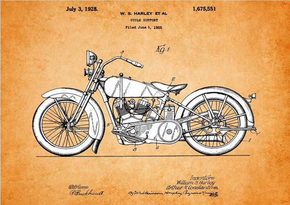 Poster Harley Cycle Support Patent