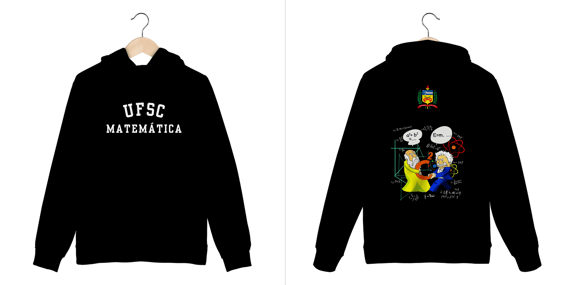 Moletom Canguru UFSC Matemática com Meme Einstein - LETRA BRANCA