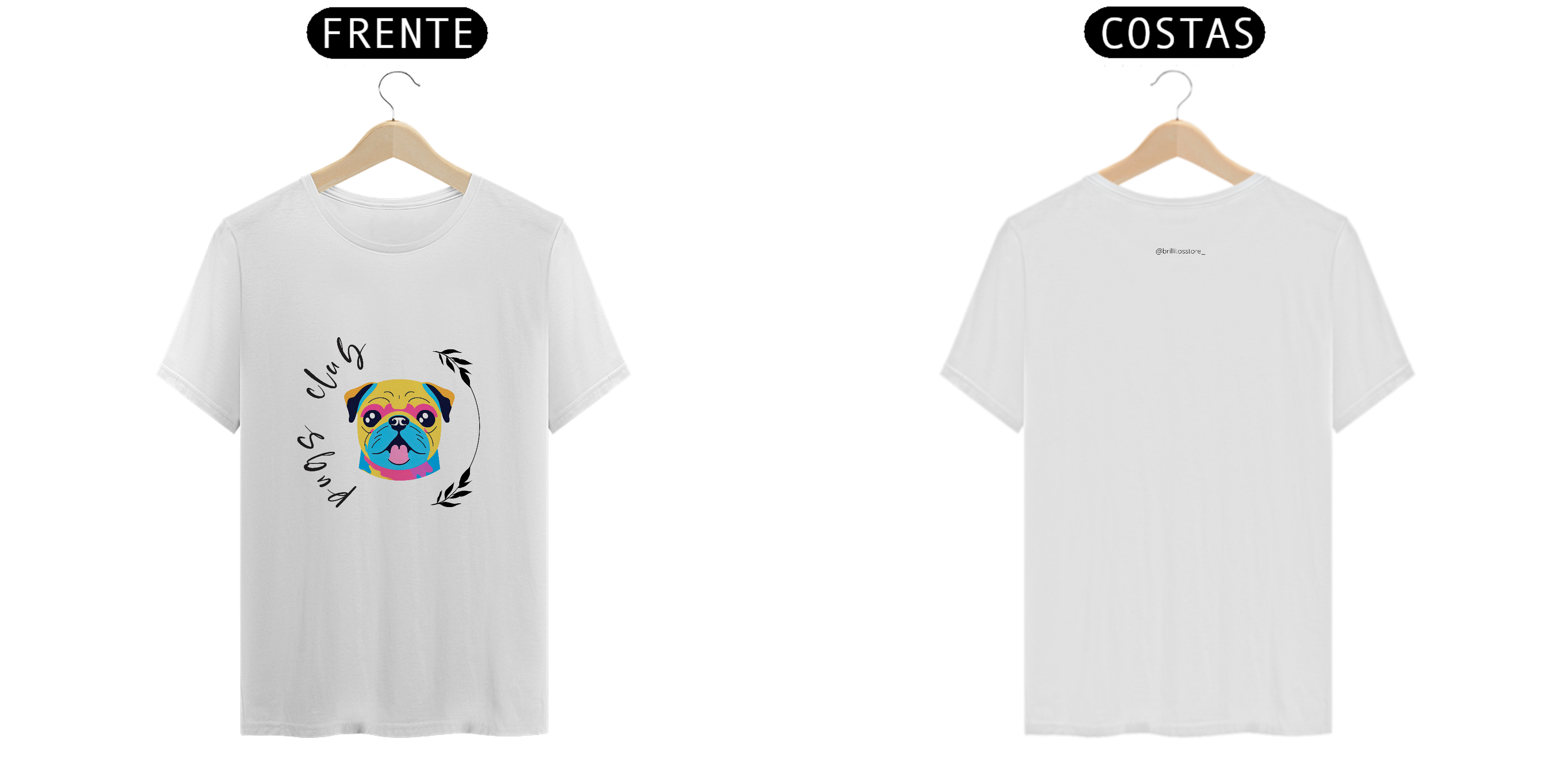 T- shirt Quality - Pugs CLUB - BRANCO