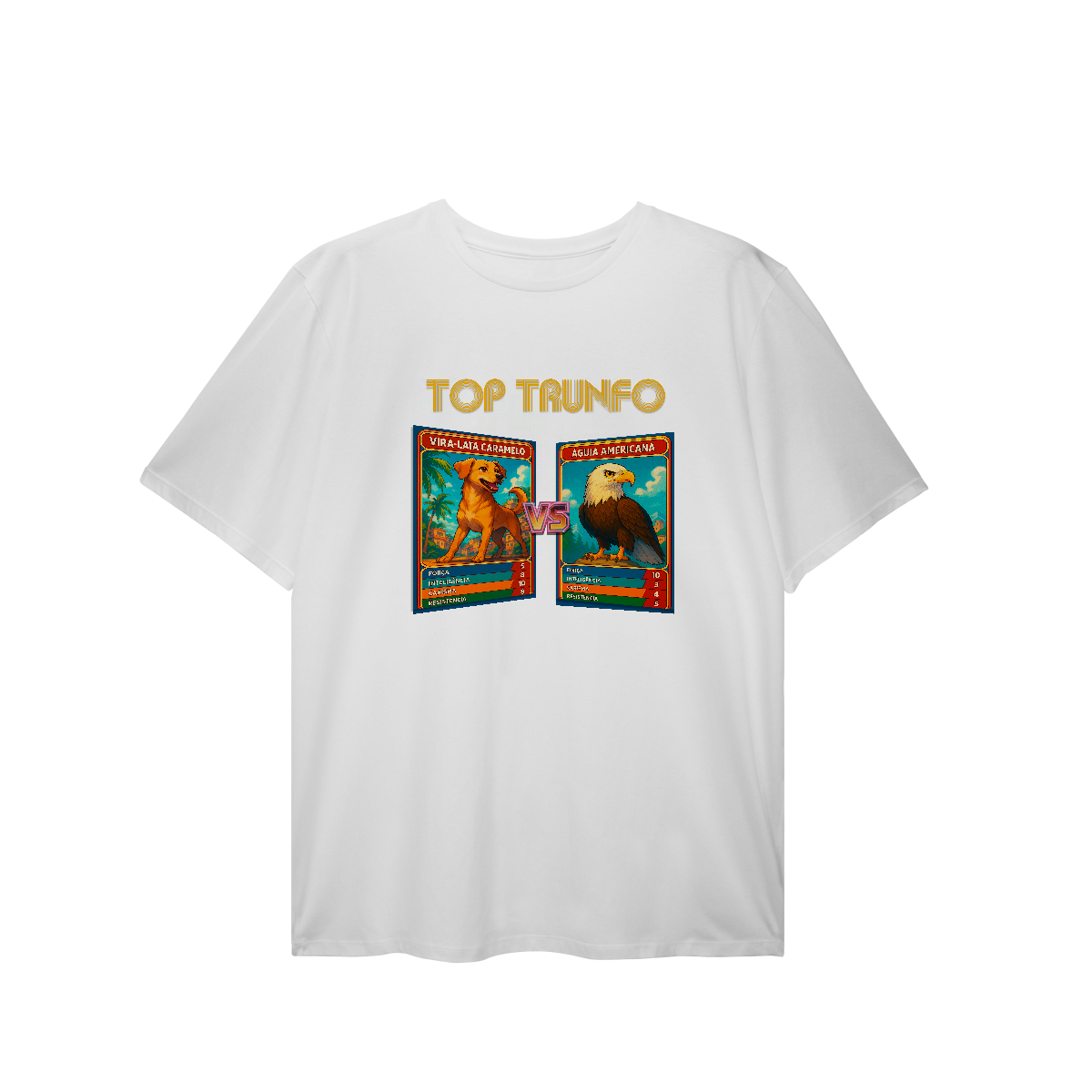 Nome do produto: Top Trunfo: Vira-Lata Caramelo vs Águia Americana - Camiseta Plus Size