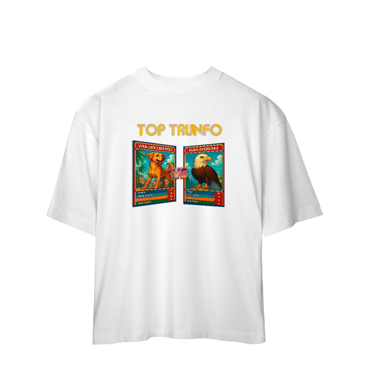 Nome do produto: Top Trunfo: Vira-Lata Caramelo vs Águia Americana - Camiseta Oversized