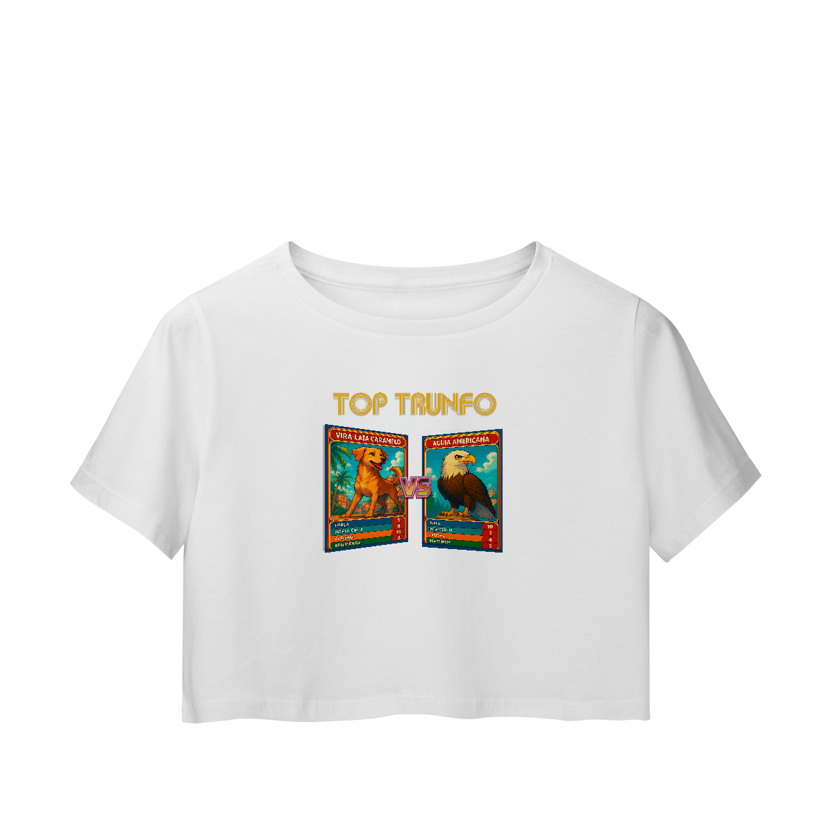 Nome do produto: Top Trunfo: Vira-Lata Caramelo vs Águia Americana - Camiseta Cropped