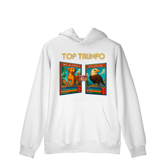 Top Trunfo: Vira-Lata Caramelo vs Águia Americana - Moletom Canguru
