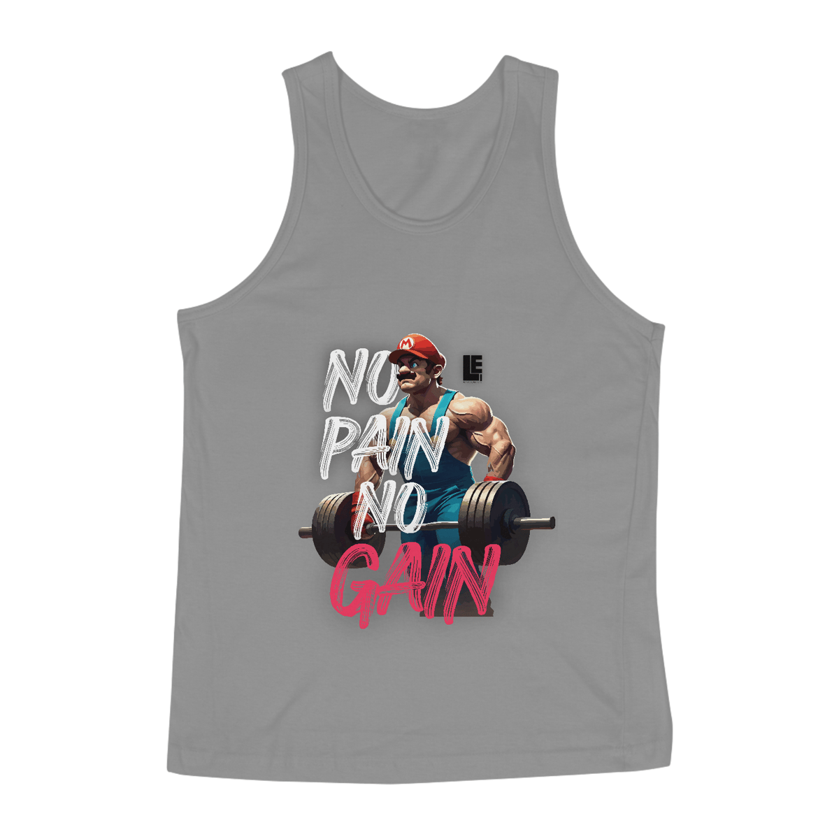 Nome do produto: Regata - Mundo Mario - No Pain, No Gain