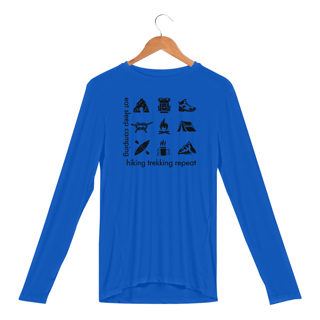 Dry UV Manga Longa Eat Sleep Camping Hiking Trekking Repeat