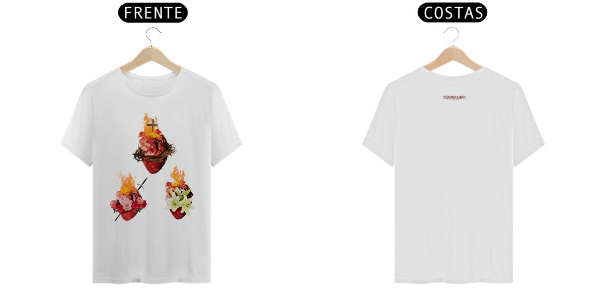 Nome do produto: Camiseta Corações Santos