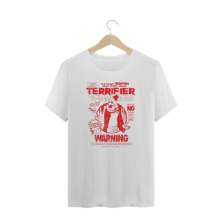 Camiseta Plus Size Terrifier  (Art - Warning) Estampa Terror