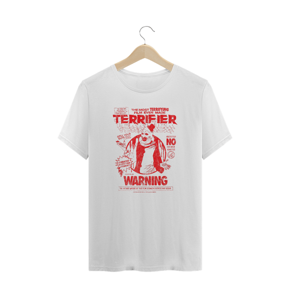 Camiseta Plus Size Terrifier  (Art - Warning) Estampa Terror