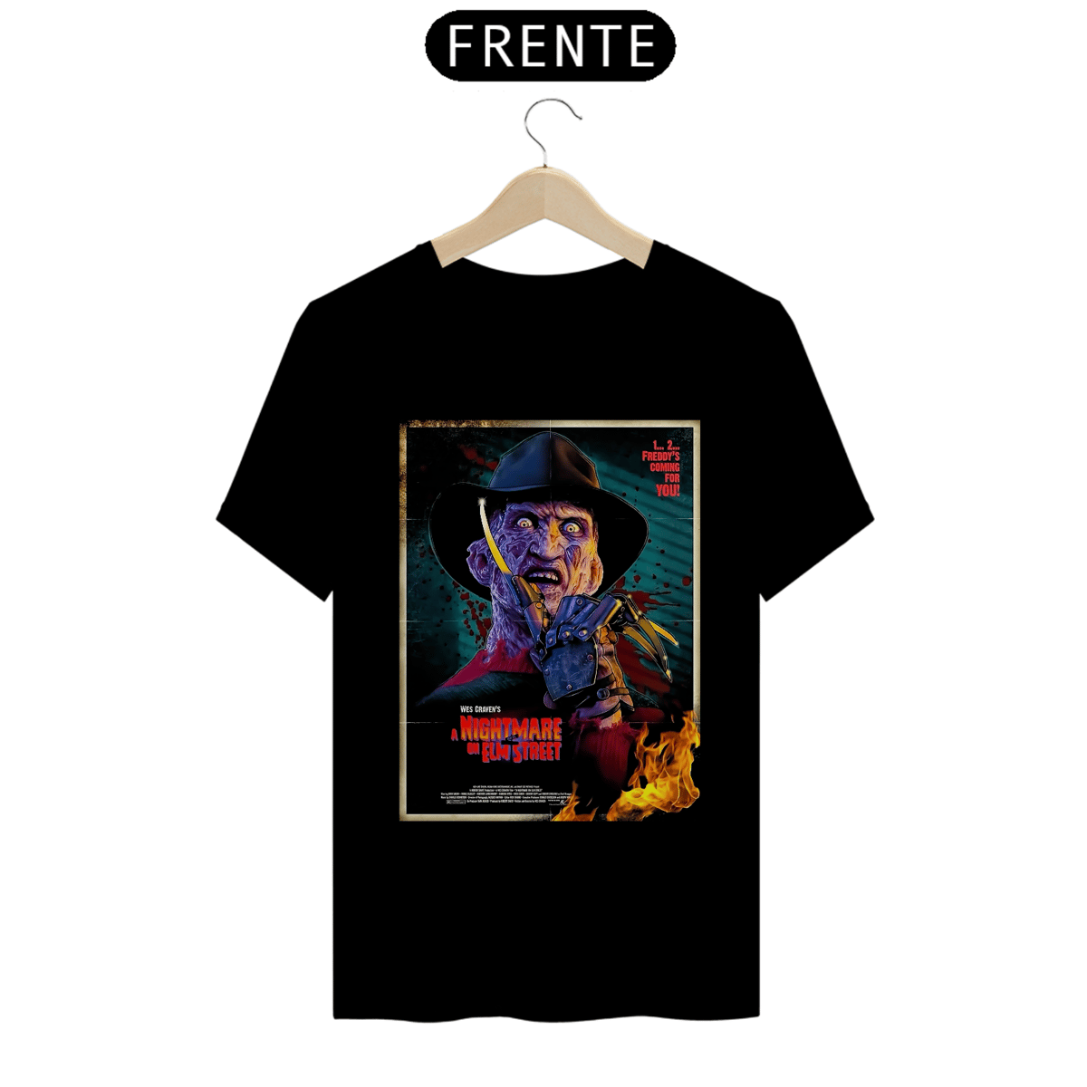 Nome do produto: Camiseta Freddy Krueger A Hora do Pesadelo Estampa Poster Terror