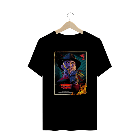Camiseta Plus Size Freddy Krueger A Hora do Pesadelo Estampa Poster Terror