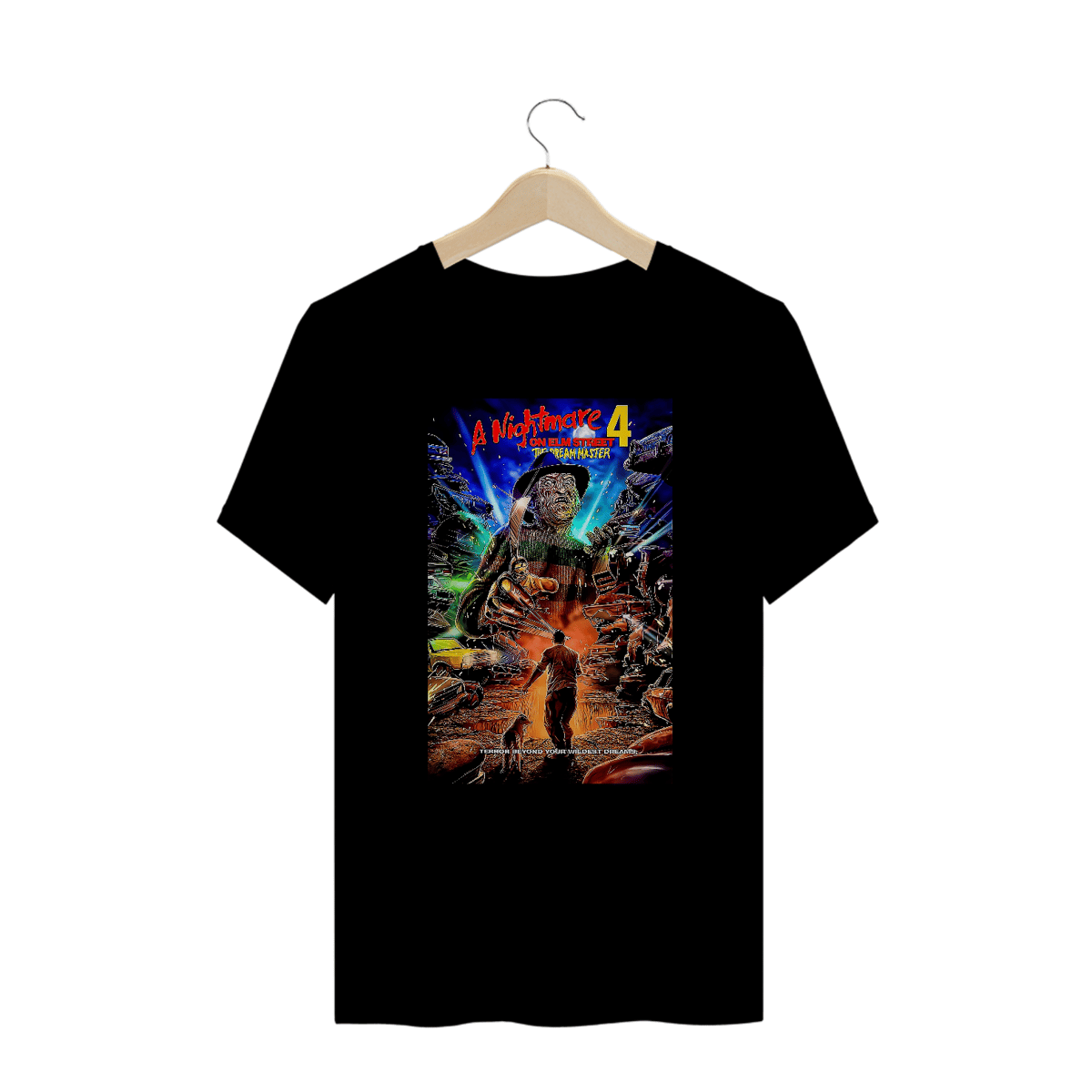Nome do produto: Camiseta Plus Size Freddy Krueger A Hora do Pesadelo 4 Estampa Terror