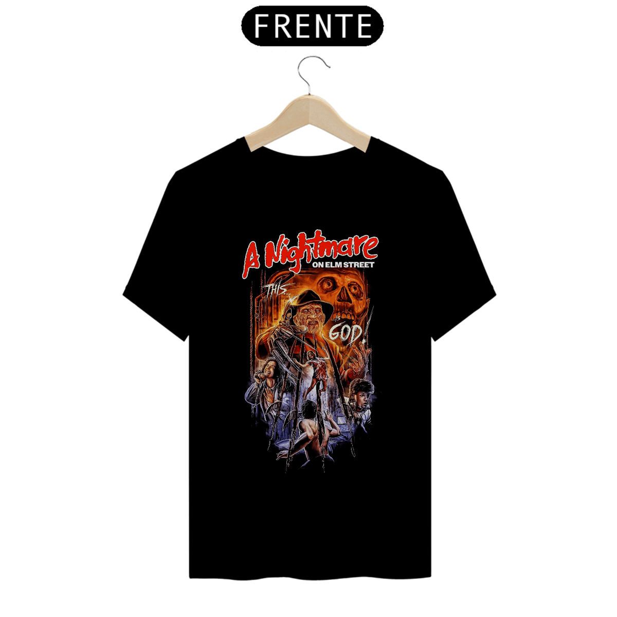 Nome do produto: Camiseta Freddy Krueger A Hora do Pesadelo on elm street (This is God) Estampa Terror