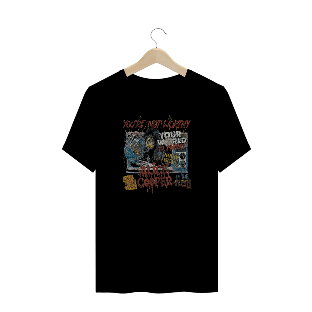 Nome do produto: Camiseta Plus Size Alice Cooper Youre Not Worthy Estampa Rock