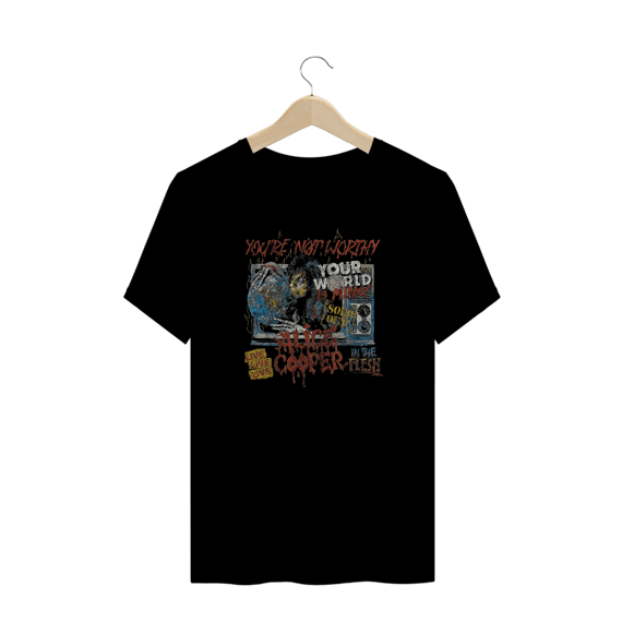 Camiseta Plus Size Alice Cooper Youre Not Worthy Estampa Rock