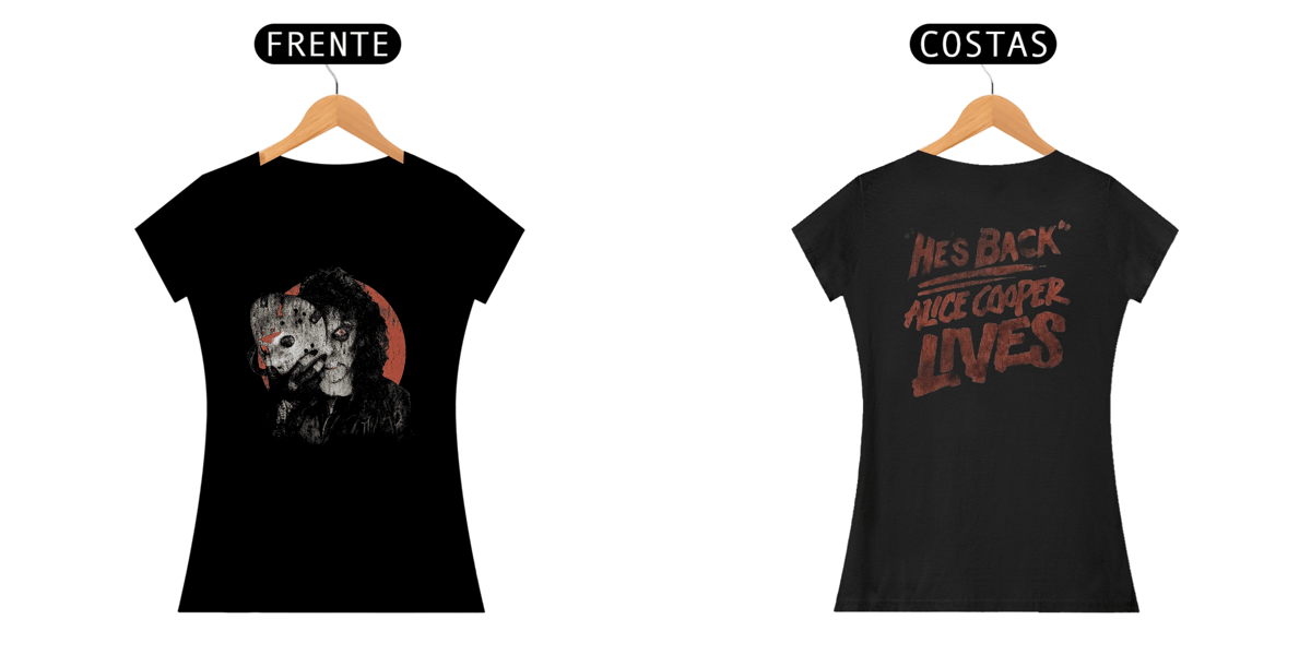 Nome do produto: Camiseta Feminina Alice Cooper Lives Jason Estampa Rock