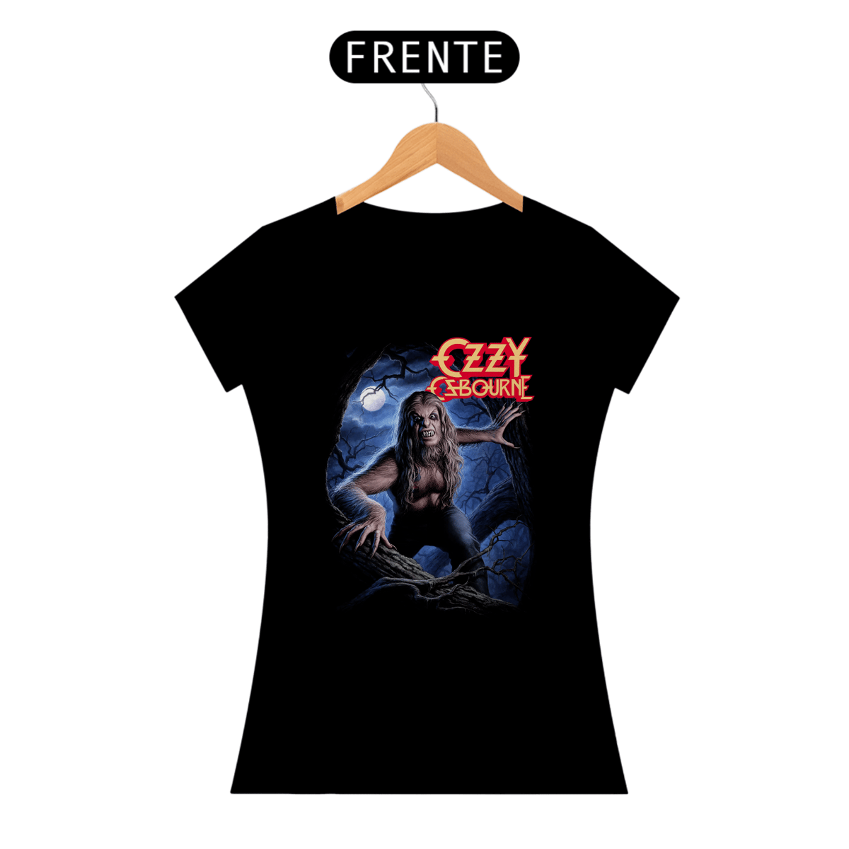 Nome do produto: Camiseta Feminina Ozzy Osbourn Bark At The Moon Estampa Rock