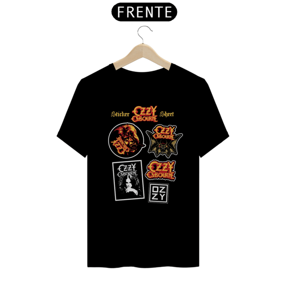 Camiseta Ozzy Osbourn Stickers sheet Estampa Rock