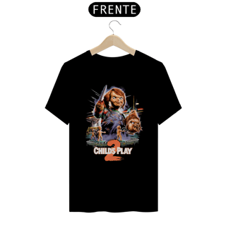 Camiseta Chucky - Child`s Play (Brinquedo Assassino 2 - 1990 - preta) Estampa Terror