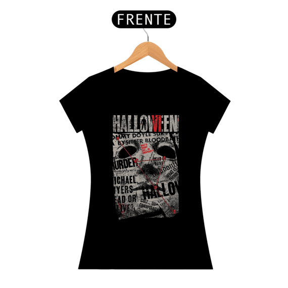Camiseta Feminina Halloween (Poster Jornal - Movie 6) Estampa Terror