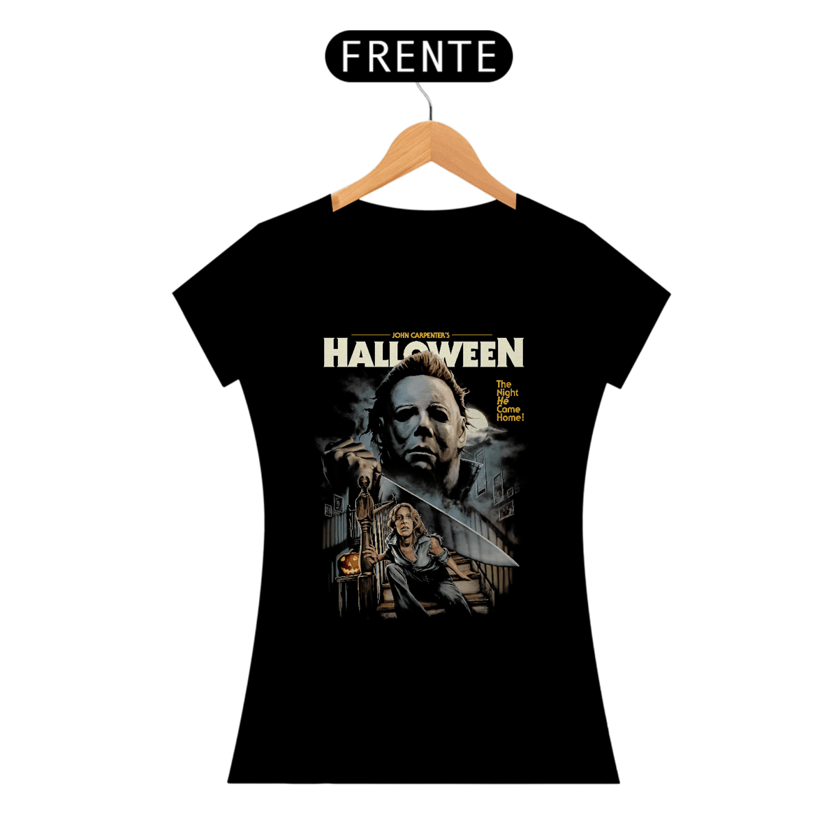 Nome do produto: Camiseta Feminina Halloween (1978 - A Noite em que ele Chegou em Casa - Movie 2) Estampa Terror