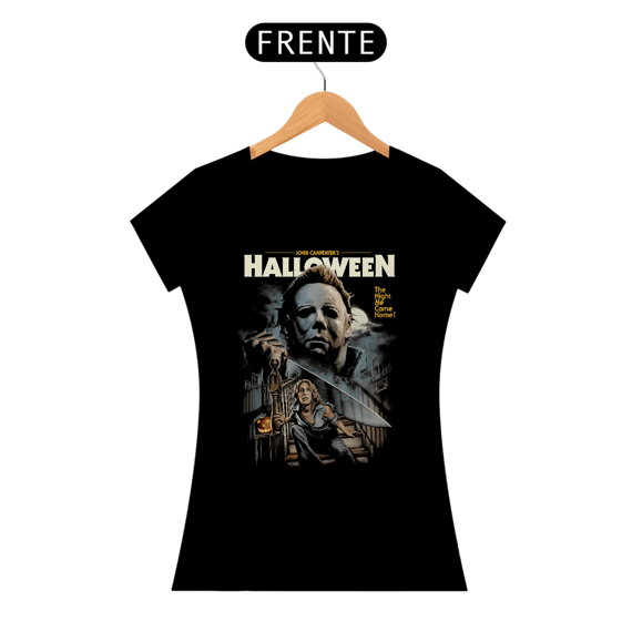Camiseta Feminina Halloween (1978 - A Noite em que ele Chegou em Casa - Movie 2) Estampa Terror