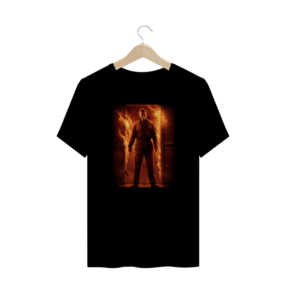 Nome do produto: Camiseta Plus Size Halloween (Kills - Michael Myers - Fire) Estampa Terror