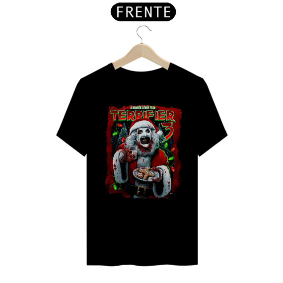 Camiseta Terrifier (Art Papai Noel Leite com Biscoito - Movie 3) Estampa Terror